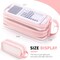 Large Grid Mesh Pencil Case 2 Compartment Pen Bag Clear Handheld Multifunction Pencil Pouch Transparent Makeup Bag for Teen Student College Business Travel Office Adult - Pink